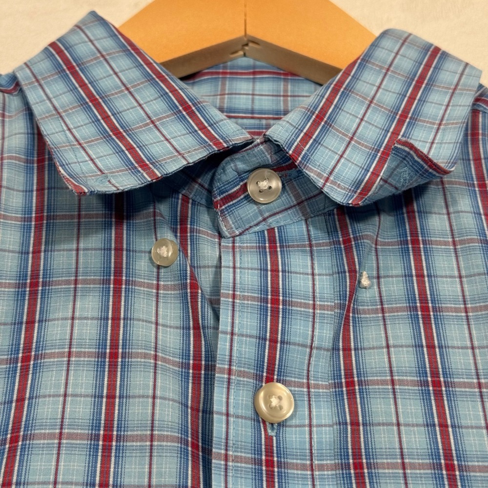 Wrangler Blue Plaid Button Down Shirt Large - Picture 3 of 8